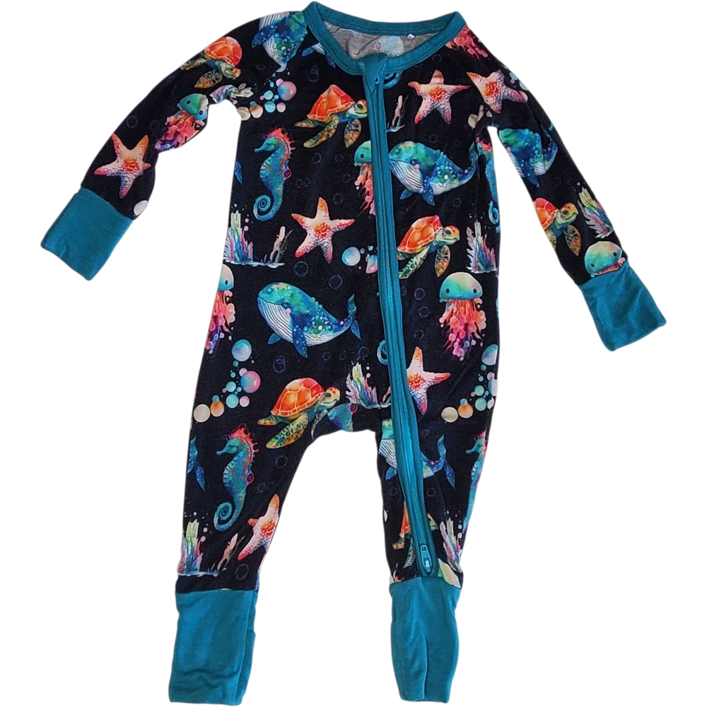 Bronx & Co One-piece Sleeper Pajamas Bamboo Black Aquatic Baby 0-3 Months